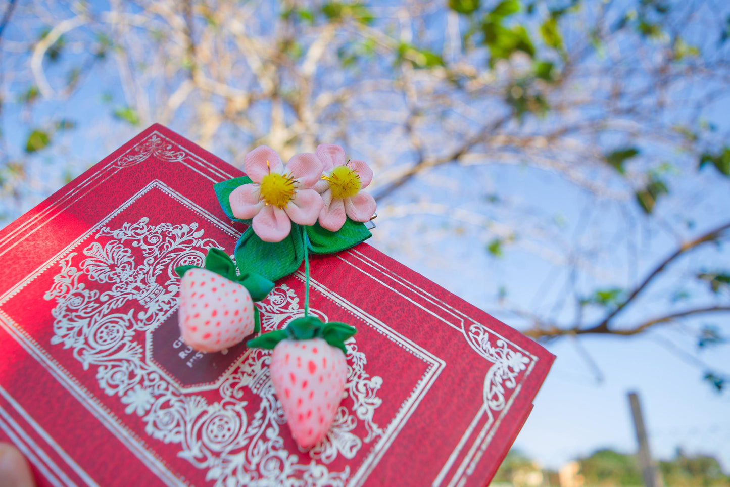 Whimsy Clip of the Strawberry Court (Unscented hair clip)