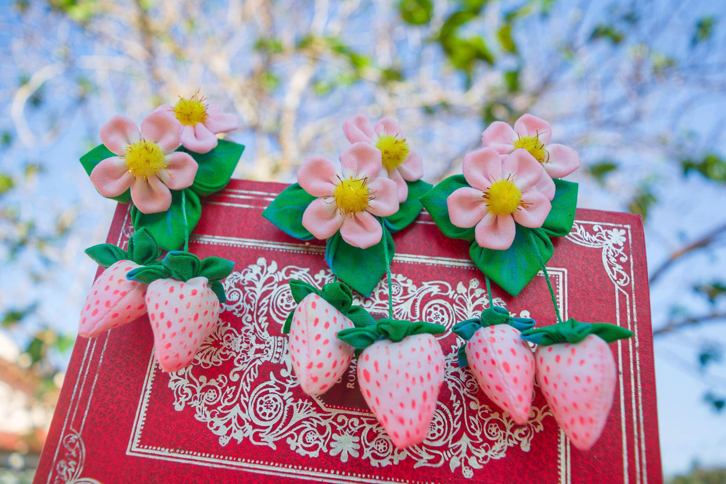 Whimsy Clip of the Strawberry Court (Unscented hair clip)