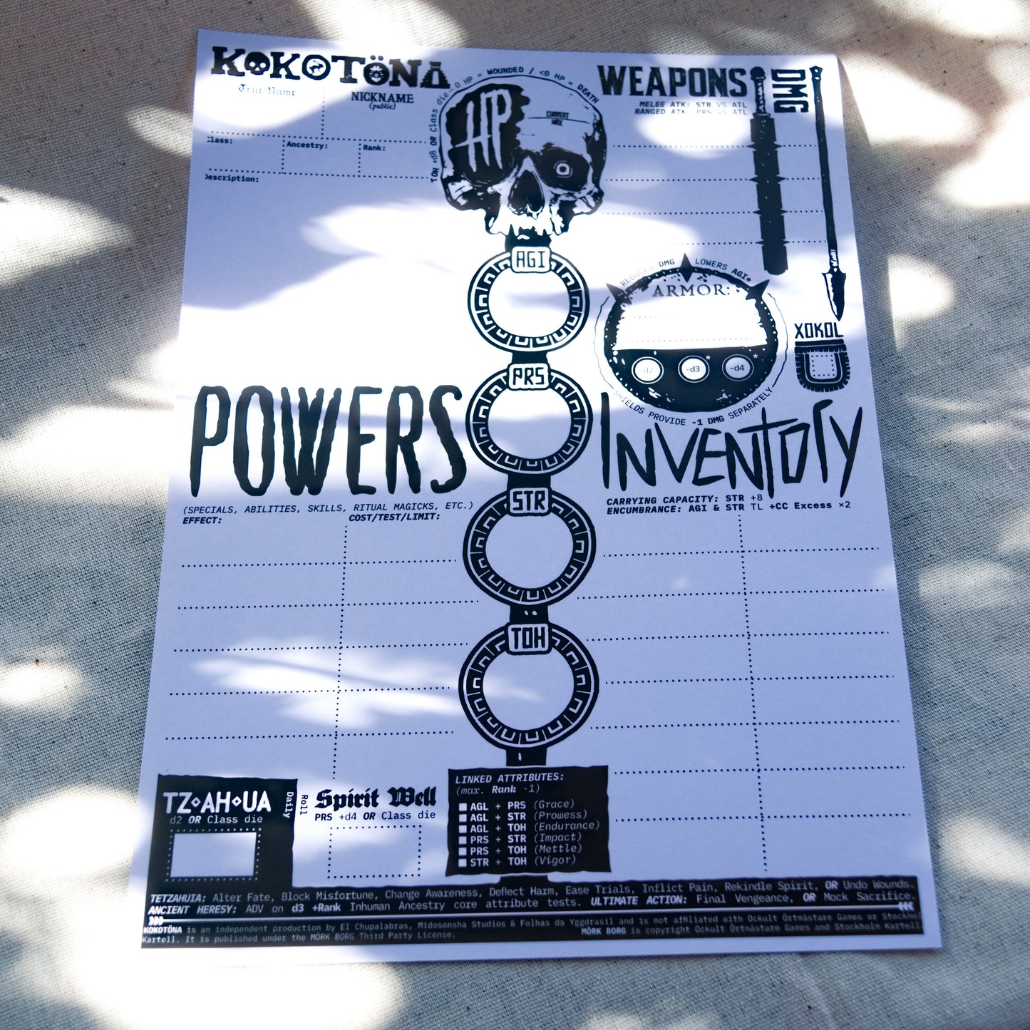 KOKOTÖNA Player Sheet